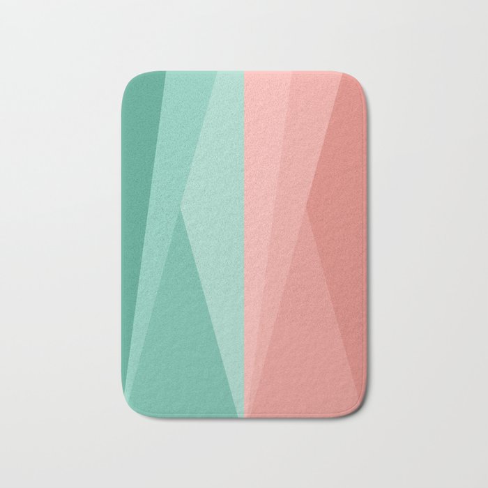 Geometric Triangles VII Pink and Green Bath Mat Gallery Image 1