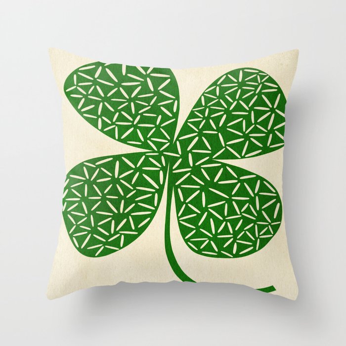 Abstract W-Good Luck.Green Throw Pillow