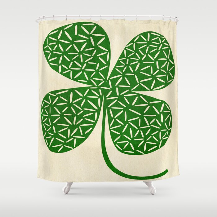 Abstract W-good luck.green Shower Curtain Gallery Image 1
