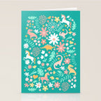 Dinosaurs + Unicorns on Teal Stationery Card Gallery Image 2