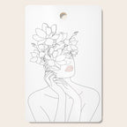 Minimal Line Art Woman with Magnolia Cutting Board Gallery Image 1