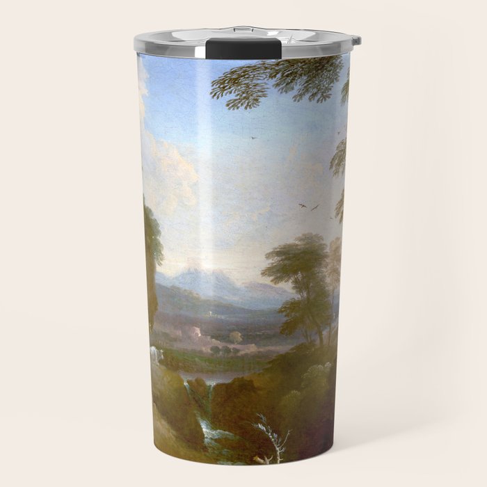 Landscape with Distant Mountains by Adriaen Van Diest Landscape Oil Painting Travel Mug Gallery Image 1