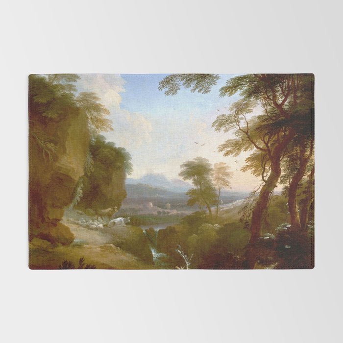 Landscape with Distant Mountains by Adriaen Van Diest Landscape Oil Painting Rug Gallery Image 2
