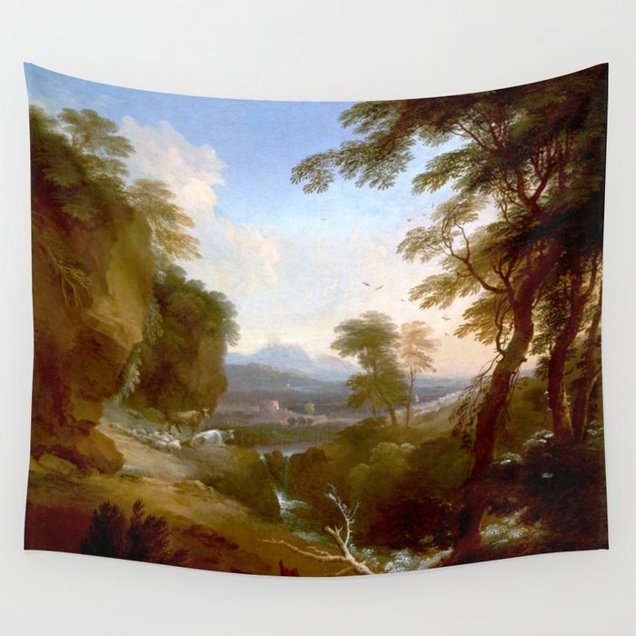 Landscape with Distant Mountains by Adriaen Van Diest Landscape Oil Painting Wall Tapestry Gallery Image 4