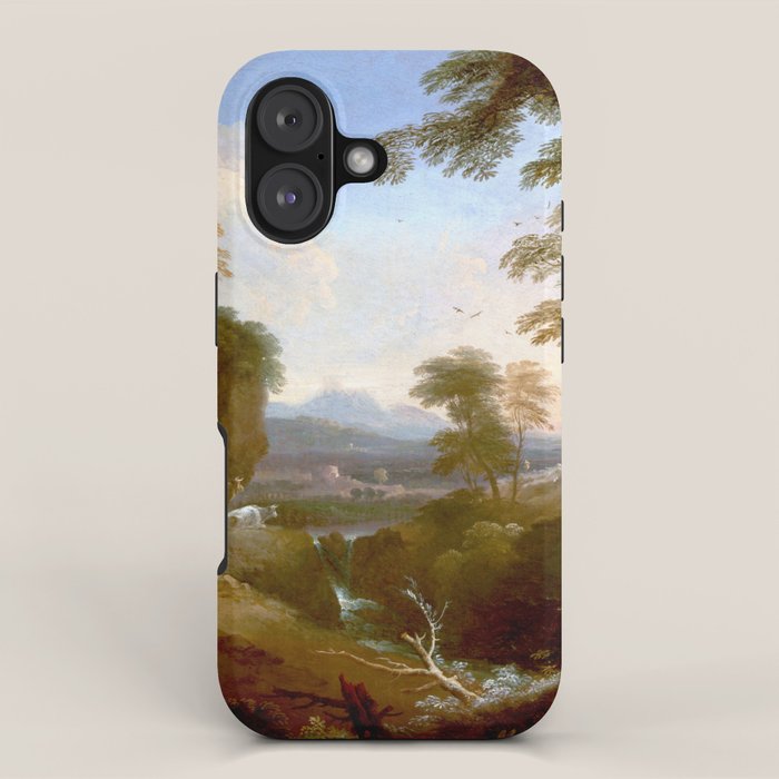 Landscape with Distant Mountains by Adriaen Van Diest Landscape Oil Painting iPhone Case Gallery Image 1