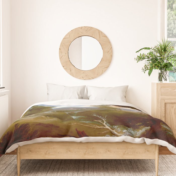 Landscape with Distant Mountains by Adriaen Van Diest Landscape Oil Painting Duvet Cover Gallery Image 3