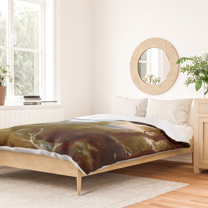 Landscape with Distant Mountains by Adriaen Van Diest Landscape Oil Painting Duvet Cover Gallery Image 2