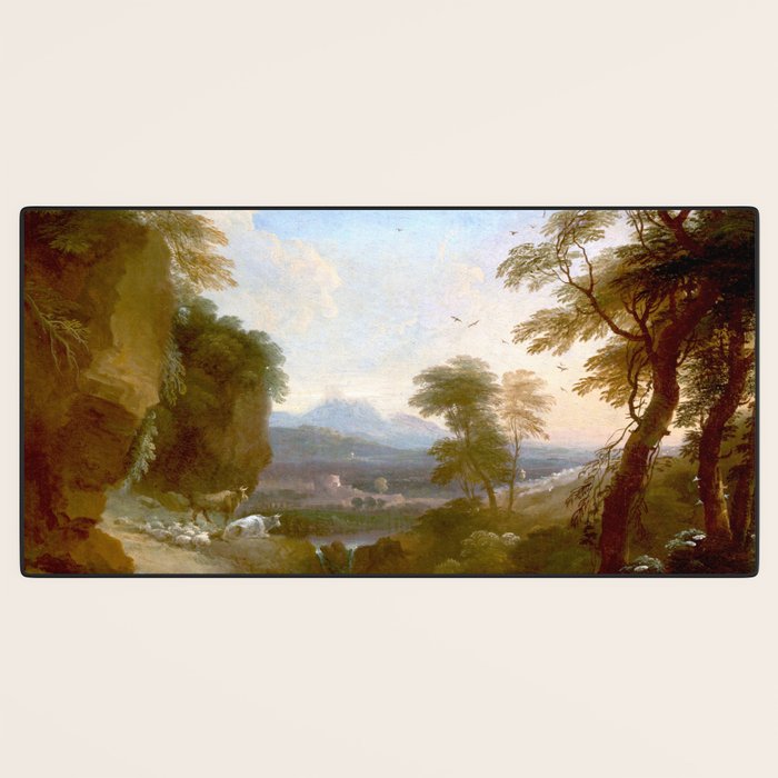 Landscape with Distant Mountains by Adriaen Van Diest Landscape Oil Painting Desk Mat Gallery Image 3