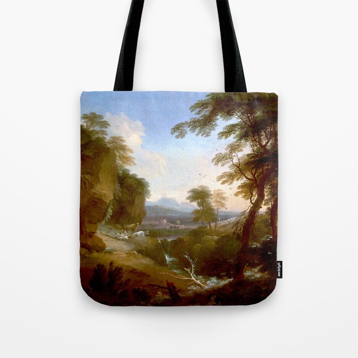 Landscape with Distant Mountains by Adriaen Van Diest Landscape Oil Painting Tote Bag Gallery Image 1