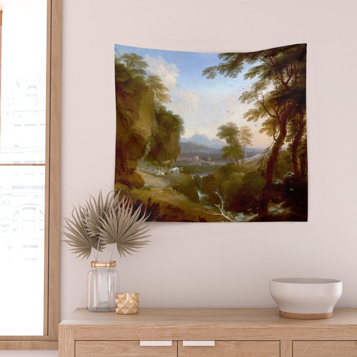 Landscape with Distant Mountains by Adriaen Van Diest Landscape Oil Painting Wall Tapestry Gallery Image 2