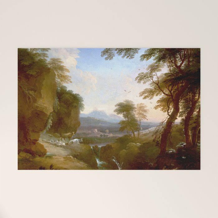Landscape with Distant Mountains by Adriaen Van Diest Landscape Oil Painting Welcome Mat Gallery Image 1