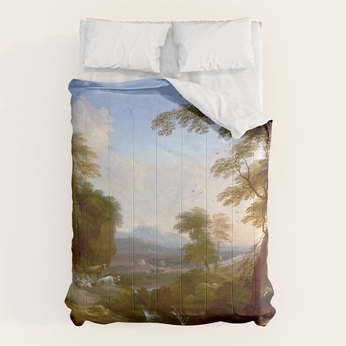 Landscape with Distant Mountains by Adriaen Van Diest Landscape Oil Painting Comforter Gallery Image 6