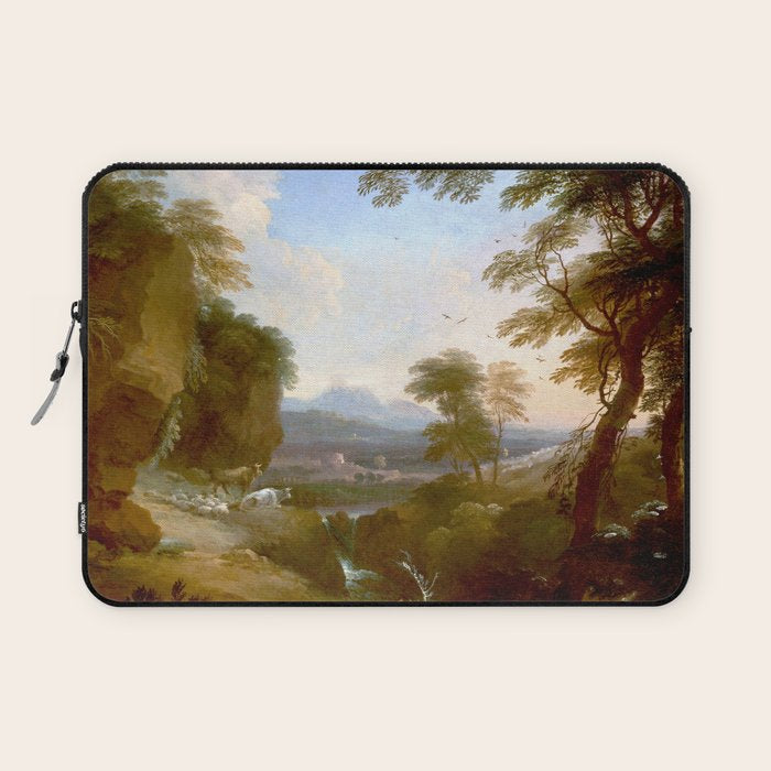 Landscape with Distant Mountains by Adriaen Van Diest Landscape Oil Painting Laptop Sleeve Gallery Image 1