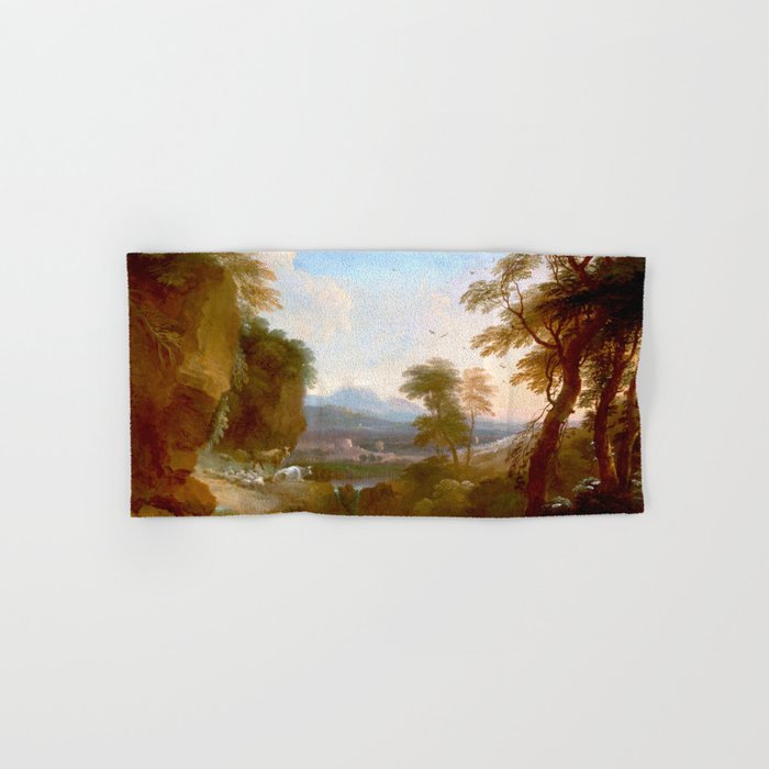 Landscape with Distant Mountains by Adriaen Van Diest Landscape Oil Painting Bath Towel Gallery Image 1