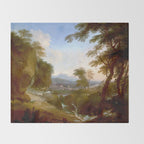 Landscape with Distant Mountains by Adriaen Van Diest Landscape Oil Painting Throw Blanket Gallery Image 2