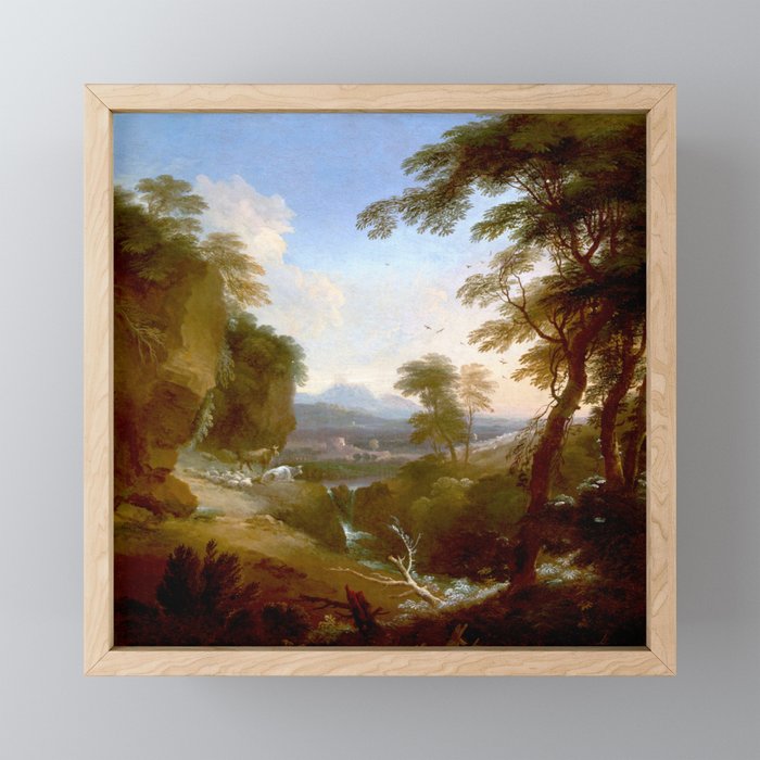 Landscape with Distant Mountains by Adriaen Van Diest Landscape Oil Painting Mini Art Print Gallery Image 1