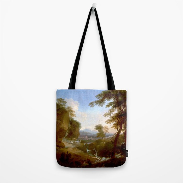 Landscape with Distant Mountains by Adriaen Van Diest Landscape Oil Painting Tote Bag Gallery Image 2