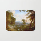 Landscape with Distant Mountains by Adriaen Van Diest Landscape Oil Painting Bath Mat Gallery Image 1