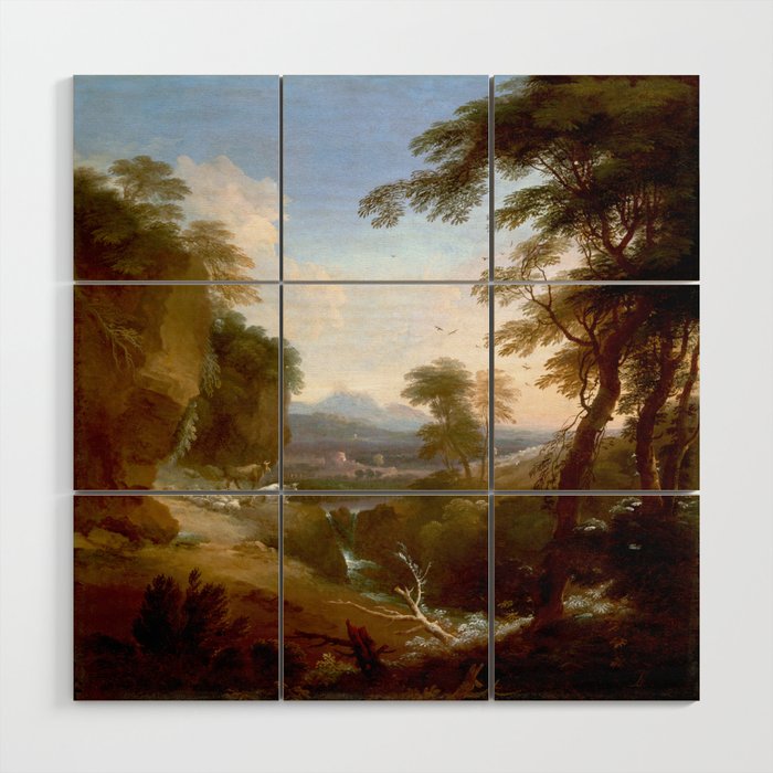 Landscape with Distant Mountains by Adriaen Van Diest Landscape Oil Painting Wood Wall Art Gallery Image 1