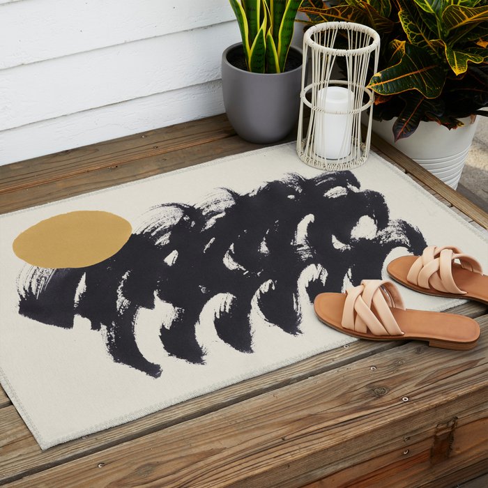 Abstract Paint Sun Wave Outdoor Rug Gallery Image 2