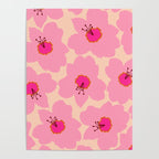 Orange And Pink Retro Floral Poster Gallery Image 4