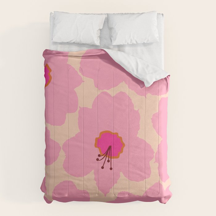 Orange And Pink Retro Floral Comforter Gallery Image 6