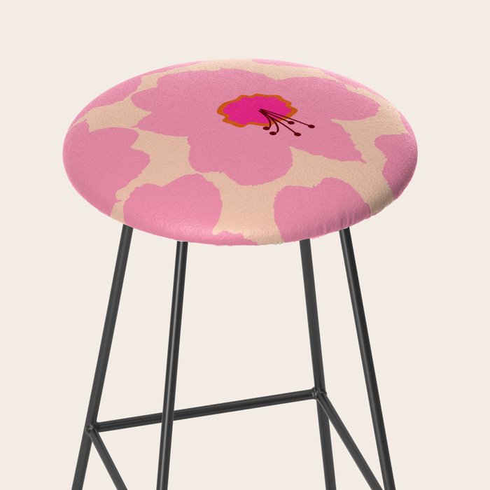 Orange And Pink Retro Floral Stool Gallery Image 2