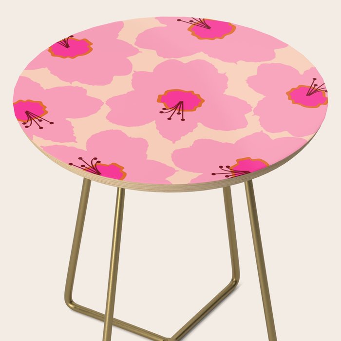 Orange And Pink Retro Floral Side Table Gallery Image 2