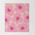 Orange And Pink Retro Floral Throw Blanket Gallery Image 2
