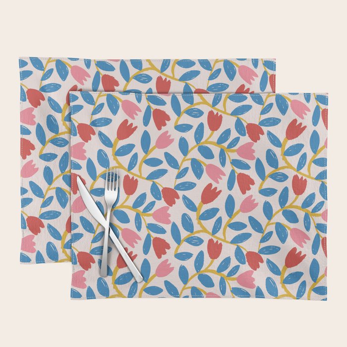Simple Floral - Blue, Pink and Red Placemat Gallery Image 1