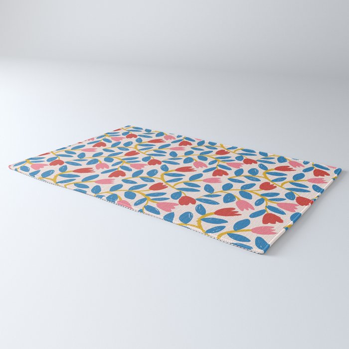 Simple Floral - Blue, Pink and Red Rug Gallery Image 3