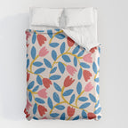 Simple Floral - Blue, Pink and Red Duvet Cover Gallery Image 6