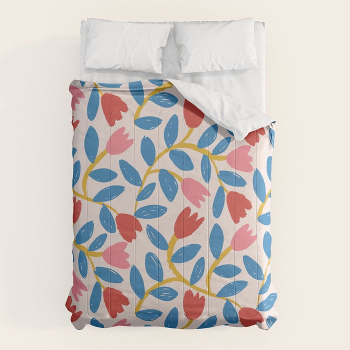 Simple Floral - Blue, Pink and Red Comforter Gallery Image 6