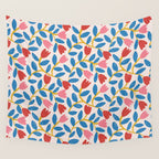 Simple Floral - Blue, Pink and Red Wall Tapestry Gallery Image 4