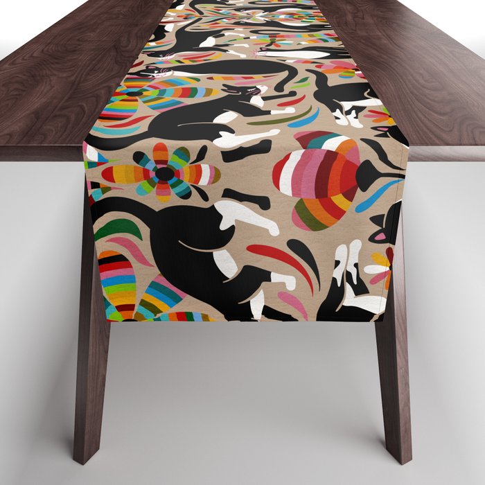 Otomi Cats - Rainbow & Tan Table Runner Gallery Image 1
