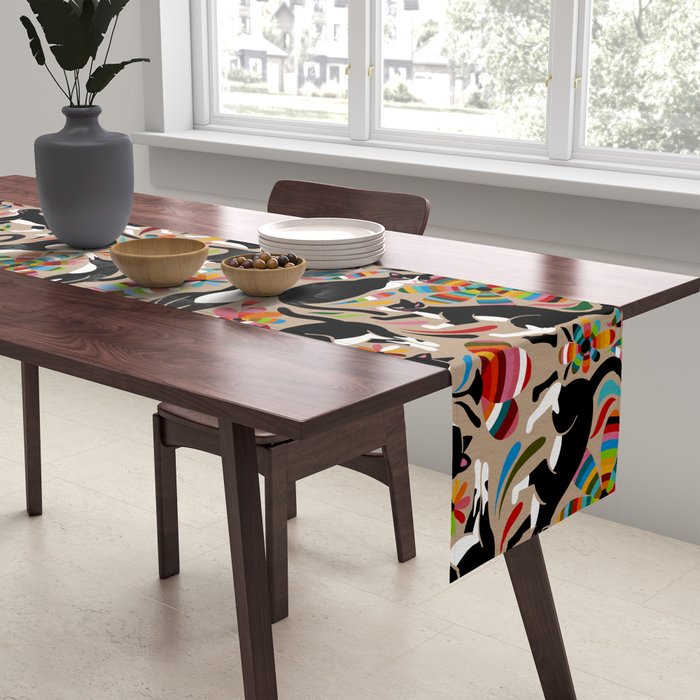 Otomi Cats - Rainbow & Tan Table Runner Gallery Image 2