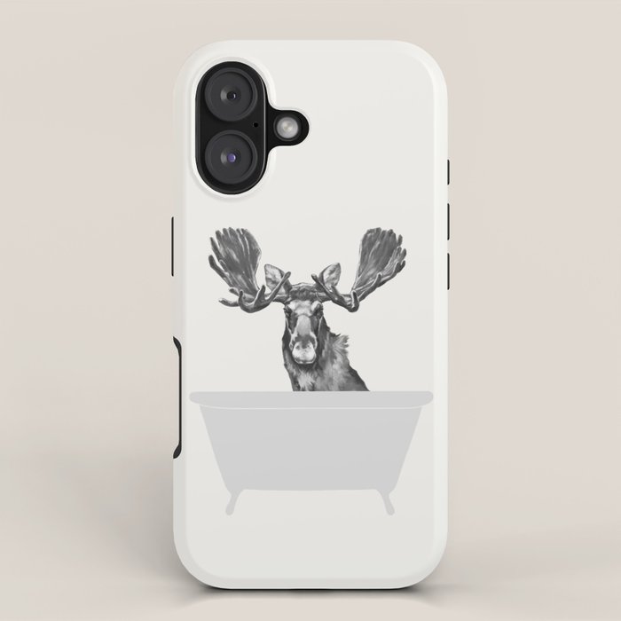 Vintage Moose in Bathtub iPhone Case Gallery Image 1