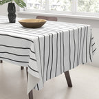 Hand Drawn Lines Vertical White Dark Gray Tablecloth Gallery Image 3