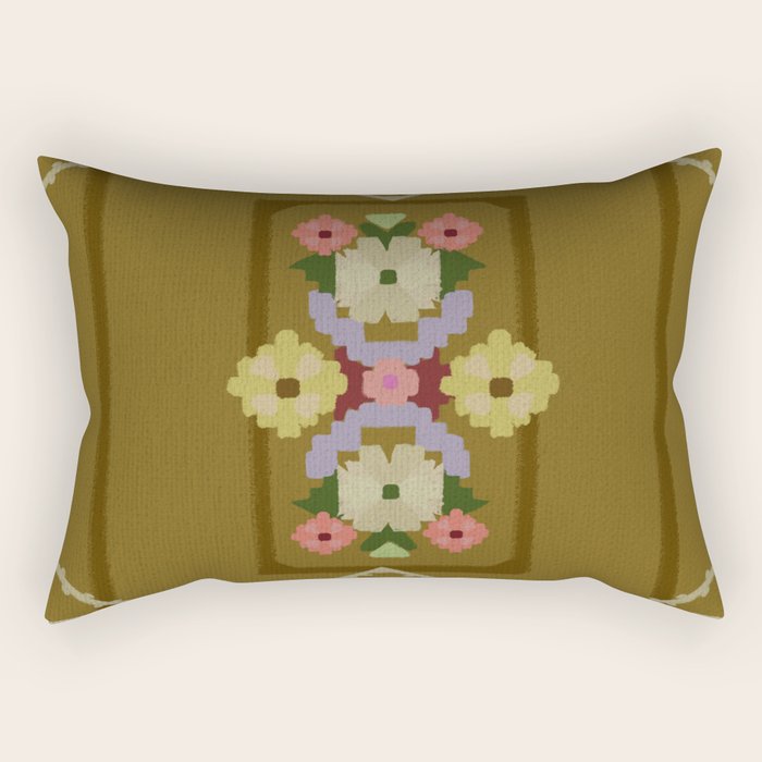 Pixelated Floral Rectangular Pillow Gallery Image 2