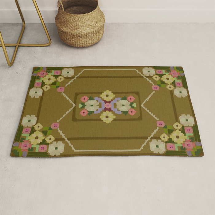 Pixelated Floral Rug Gallery Image 1
