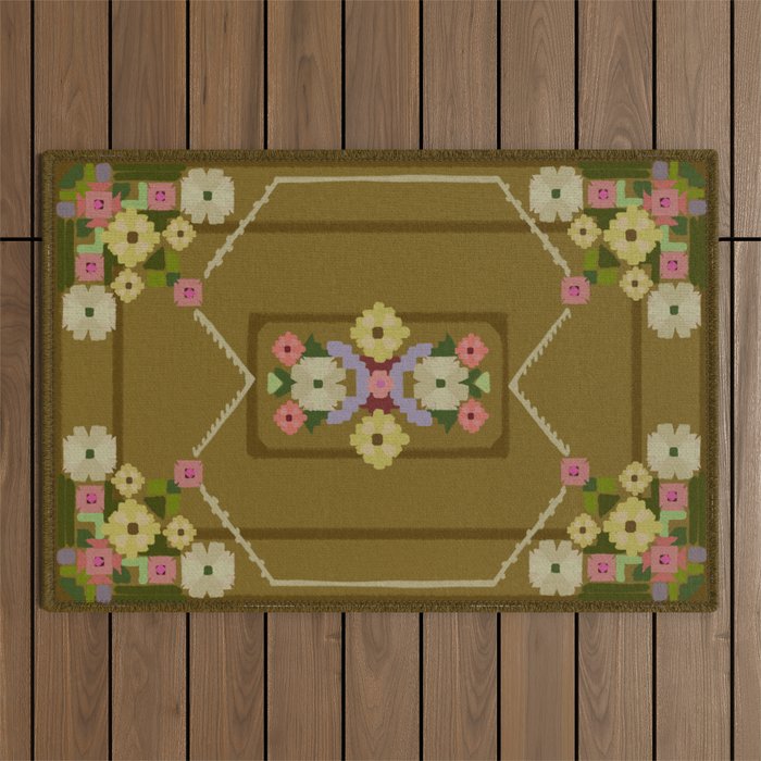 Pixelated Floral Outdoor Rug Gallery Image 1