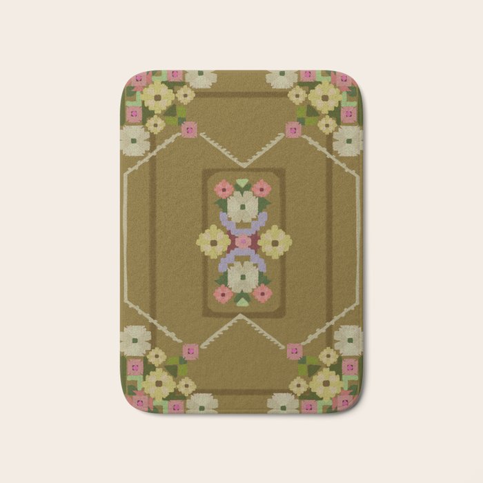 Pixelated Floral Bath Mat Gallery Image 1