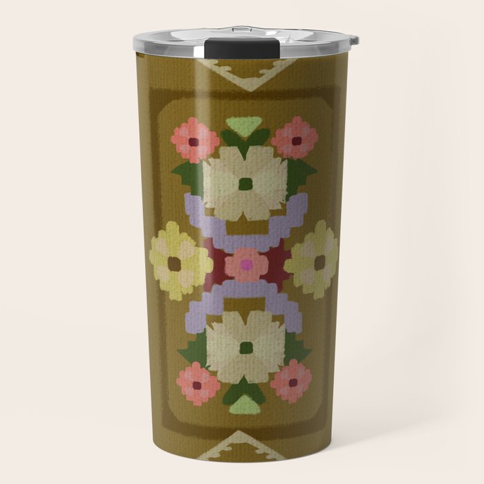 Pixelated Floral Travel Mug Gallery Image 1