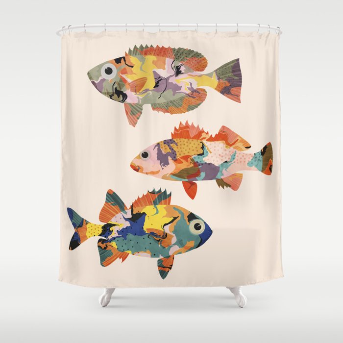 Fish collage Shower Curtain Gallery Image 1