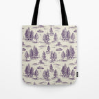 Purple Alien Abduction Toile De Jouy Pattern Tote Bag Gallery Image 1