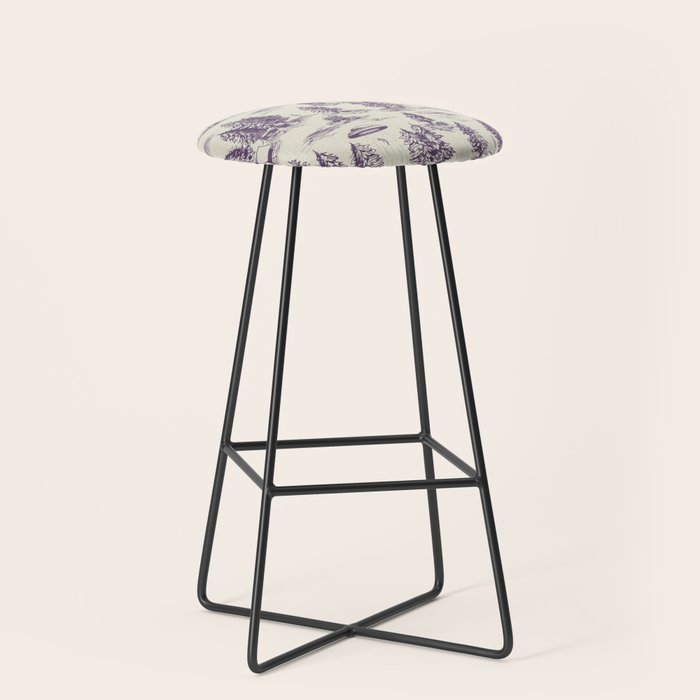 Purple Alien Abduction Toile De Jouy Pattern Stool Gallery Image 1