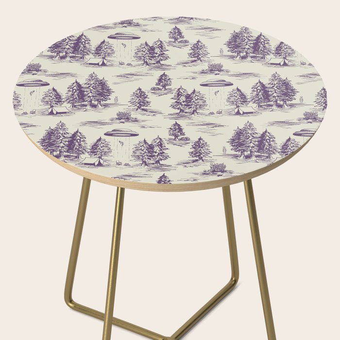 Purple Alien Abduction Toile De Jouy Pattern Side Table Gallery Image 2