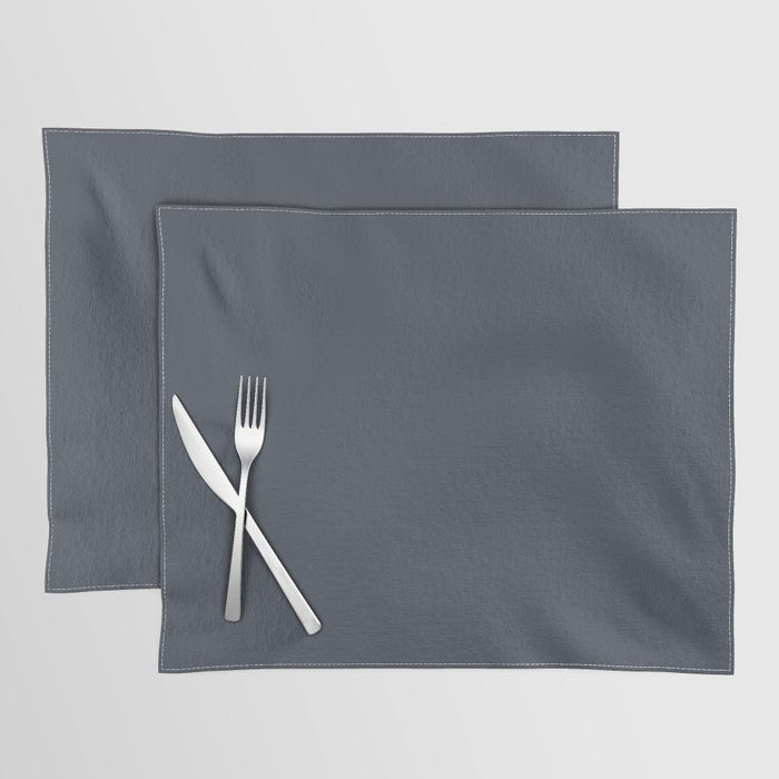 Modern Navy Blue Gray Solid Placemat Gallery Image 1