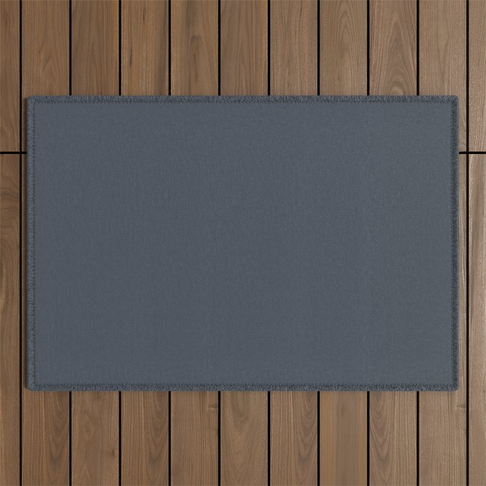 Modern Navy Blue Gray Solid Outdoor Rug Gallery Image 1