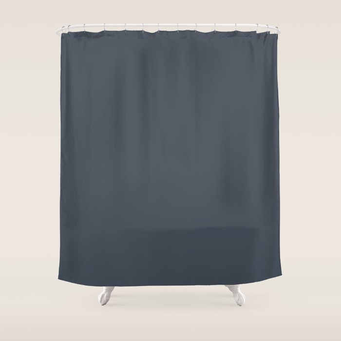 Modern Navy Blue Gray Solid Shower Curtain Gallery Image 1
